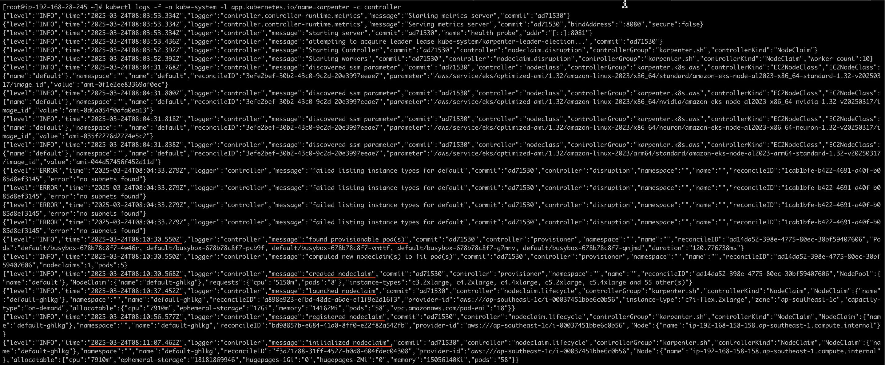 karpenter-logs-provisioned-node